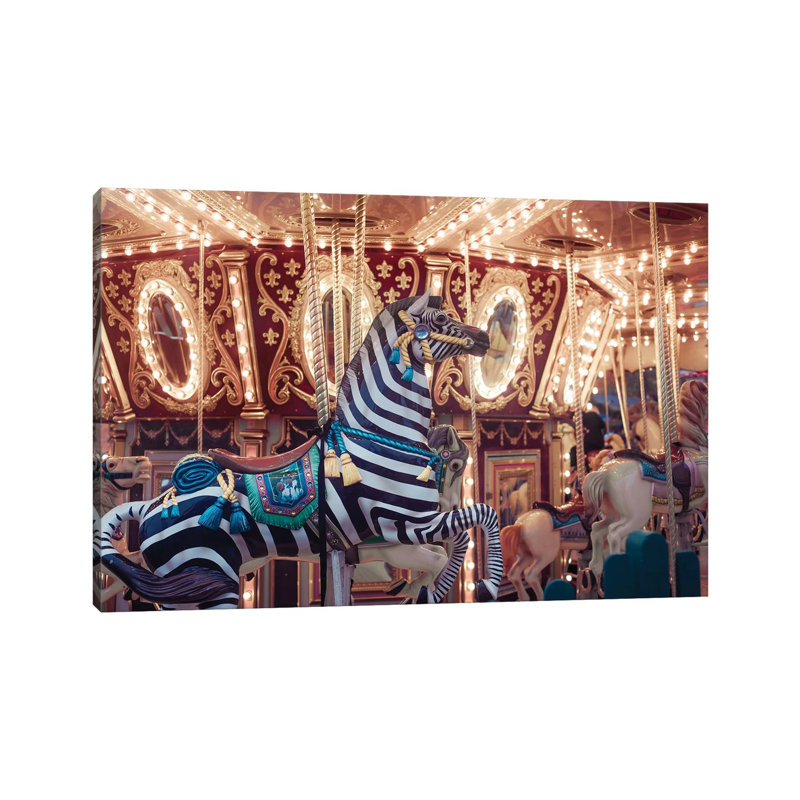 Zebra Carousel - Wrapped Canvas Print, 30.48 cm H x 45.72 cm W