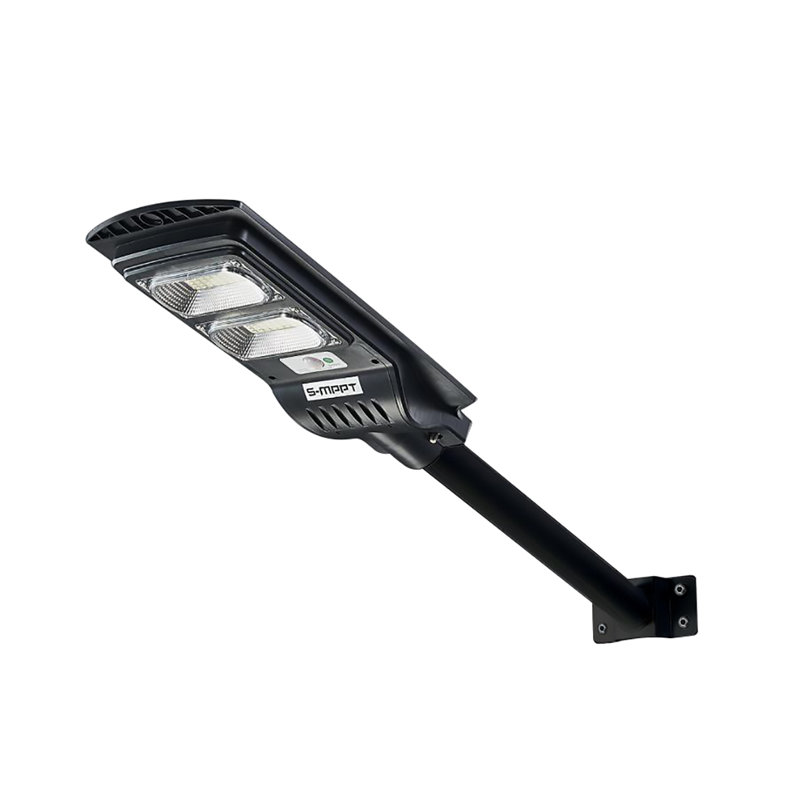 Black Metal Solar Powered LED Lamp Post with Motion Sensor