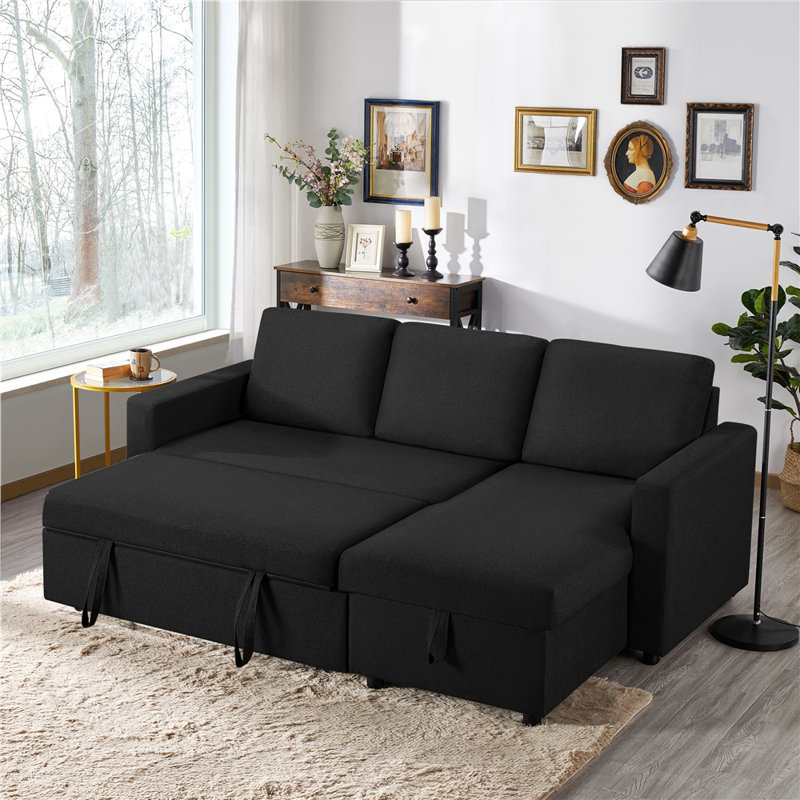 Moda Form 3-Seater L-Shaped Sofa Bed, Convertible Corner Sofa with Reversible Chaise & Pull Out Trundle Bed  for Small Living Rooms, Apartments
