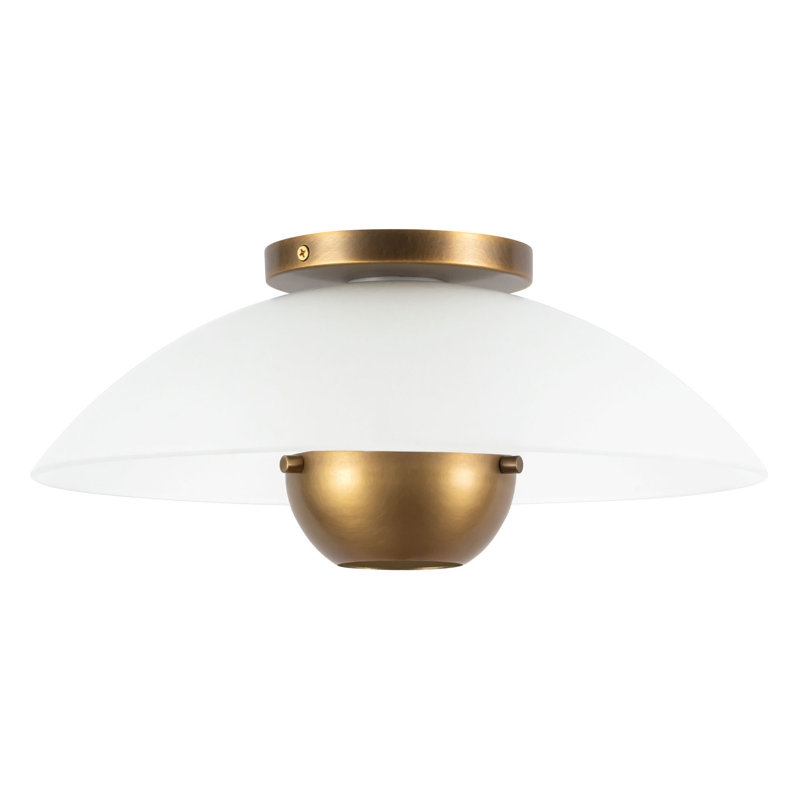 Umbra 14-in Black Semi-Flush Mount, Antique Brass, Steel and Glass