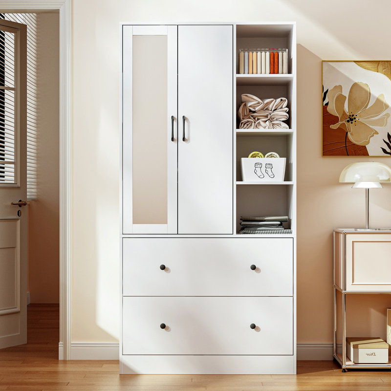 Armoire 70,8 "H avec 2 tiroirs et tablettes ouvertes