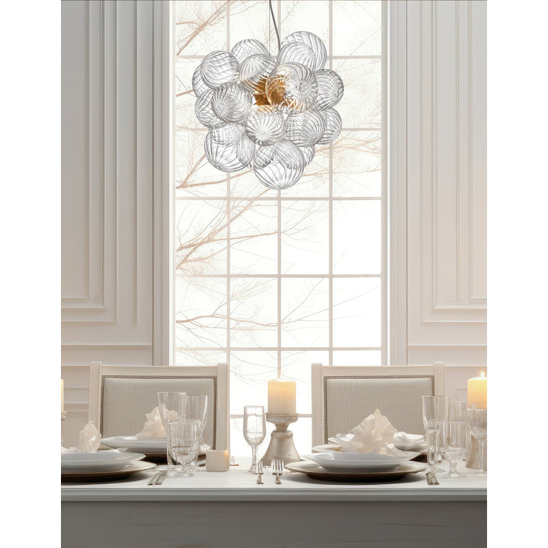 Luminaire suspendu 6 lumières Charlize, Laiton vieilli