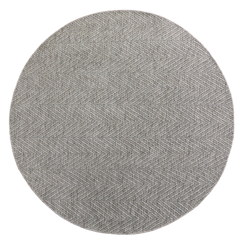 Tapis gris texturé lavable à la machine à motif de chevrons Pown Town & Country Country, Rond 7 pi 10,5 po