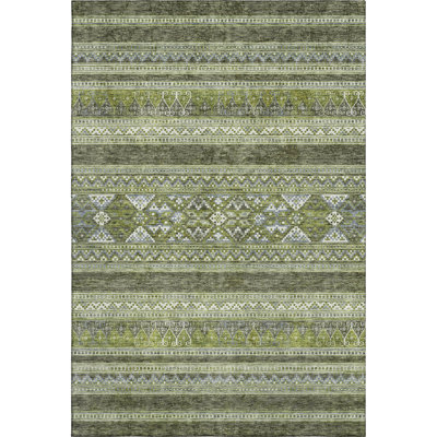 Premium Machine Washable Prisco Olive Rug