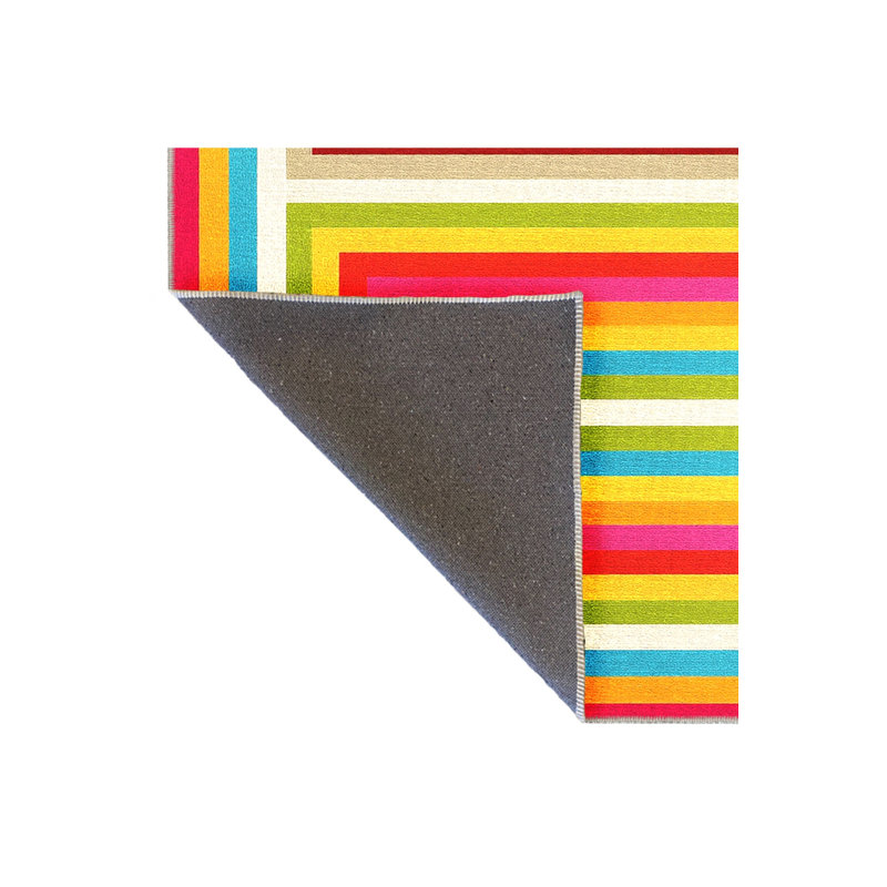 Tapis bleu tissé lavable rétro Mosso, 4'11" x 9'10"