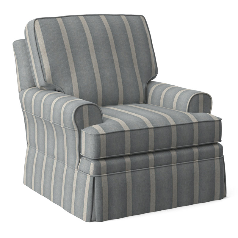 Belmont 32" Wide Swivel Armchair, Light Blue and White Stripe; 0256-54