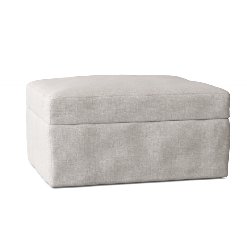 Hartig Upholstered Ottoman, Drusky Ivory Sustain® Basketweave