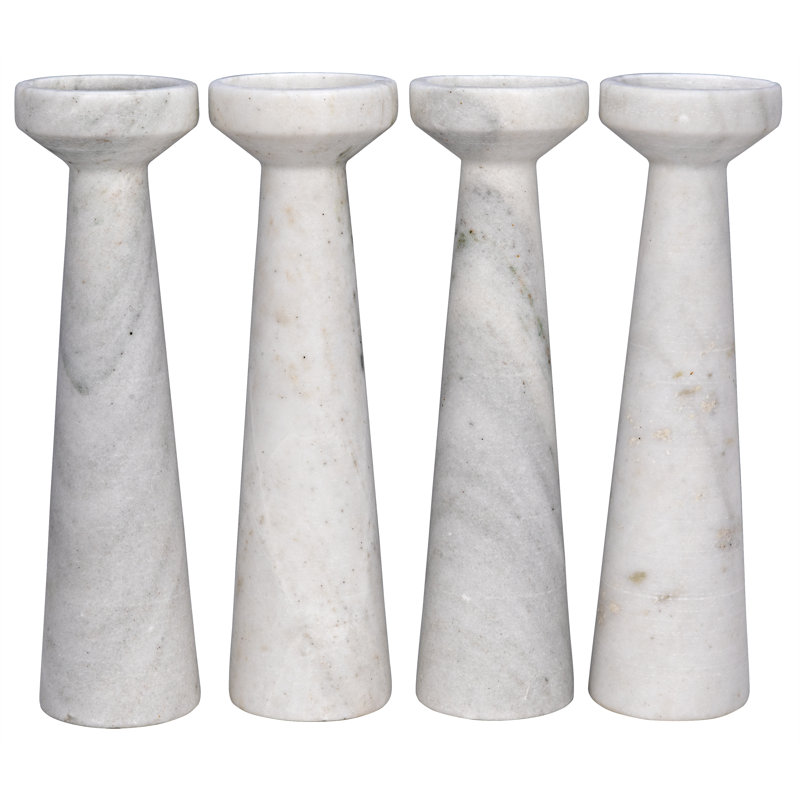 Aleka Candlestick, 6" H x 3.5" W x 3.5" D, White