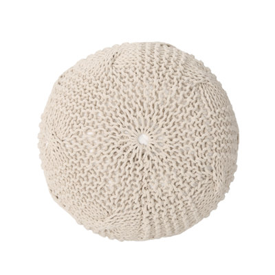 Pouf rond en coton Bordeaux, beige