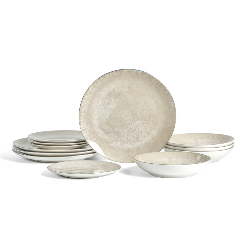 Service de table 12 pièces en porcelaine Christian Siriano, Beige