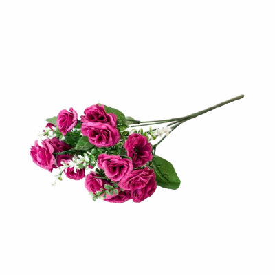  Fleurs artificielles artificielles Fleurs en soie artificielle Fleurs artificielles haut de gamme Fleurs artificielles 5 fourchettes 15 mini roses Fleurs en plastique pour la maison
