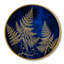 Ensemble de deux plateaux assortis en verre bleu et or avec décorations de fougères
