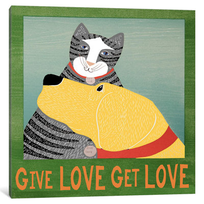 Get Love Give by Stephen Huneck - Wrapped Canvas Print