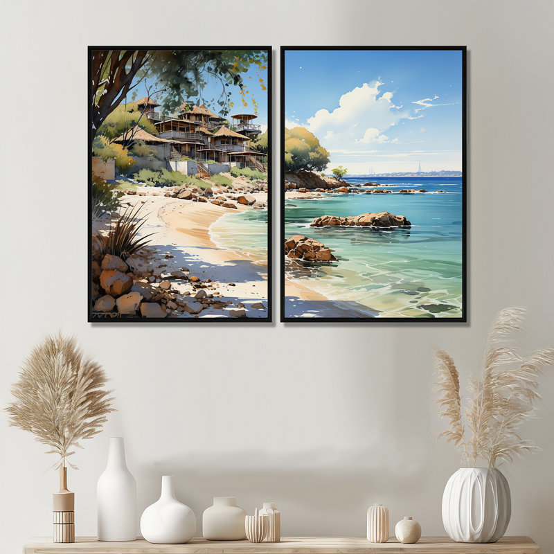 Negril Beach, Jamaïque I - plage, plage, sable, art mural, H 36 po x l 48 po, Cadre flottant, Noir