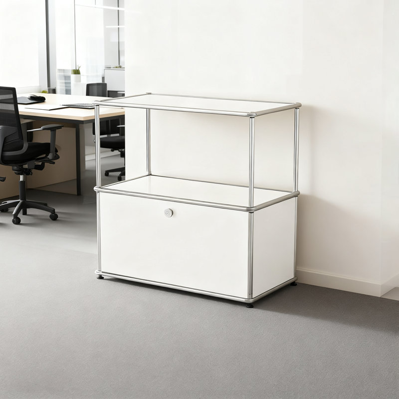 Armoire de rangement modulaire en métal avec tablettes réglables, Blanc