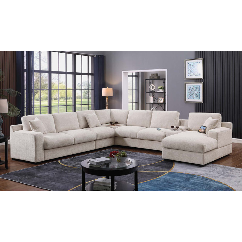 Canapé en chenille 141,5 po, Chenille beige