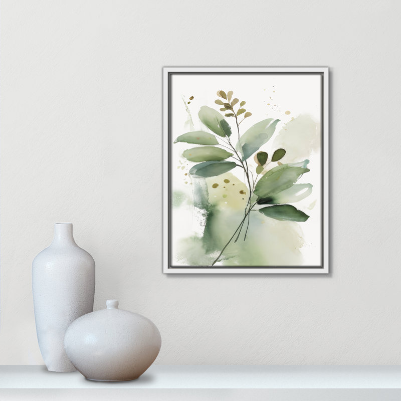 «Greenery Serenade I» par Irena Orlov, Toile avec cadre, L 12,5 po x H 15,5 po, Flotteur blanc