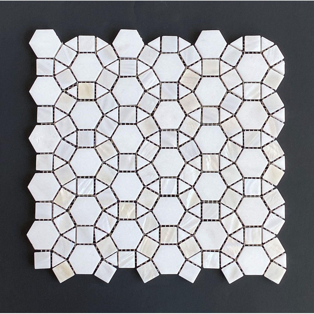 Thassos White Marble and Mother of Pearl Wall and Floor Tile ES Stone