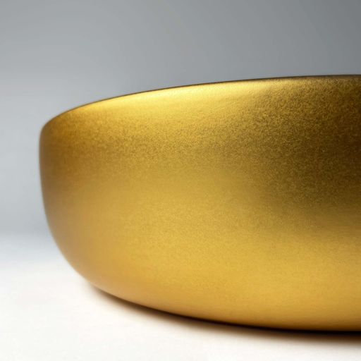 Bliss Ceramic Round Drop-In Bathroom Sink, Matte Gold/White