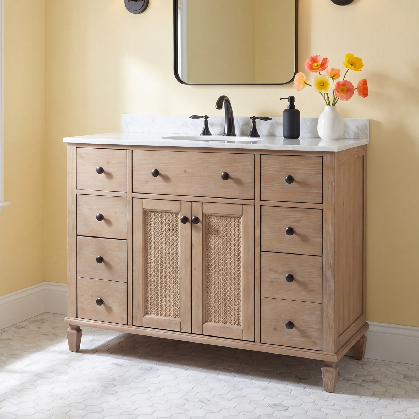 Berkely 42" Carrara Marble Single Bathroom Vanity