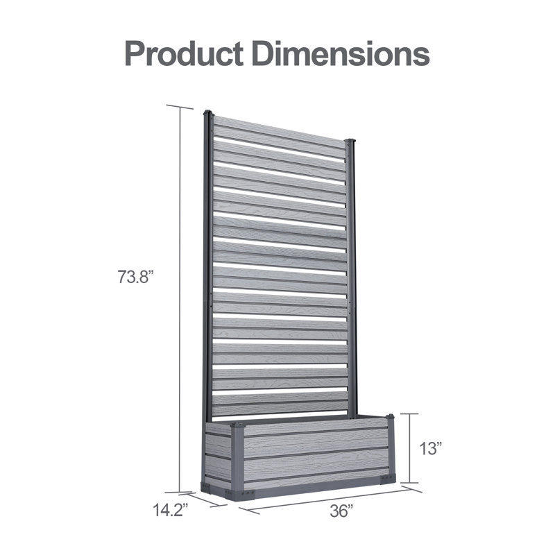  Patio Privacy Screen with Planter Box, 73.8" H x 36" W x 14.2" D