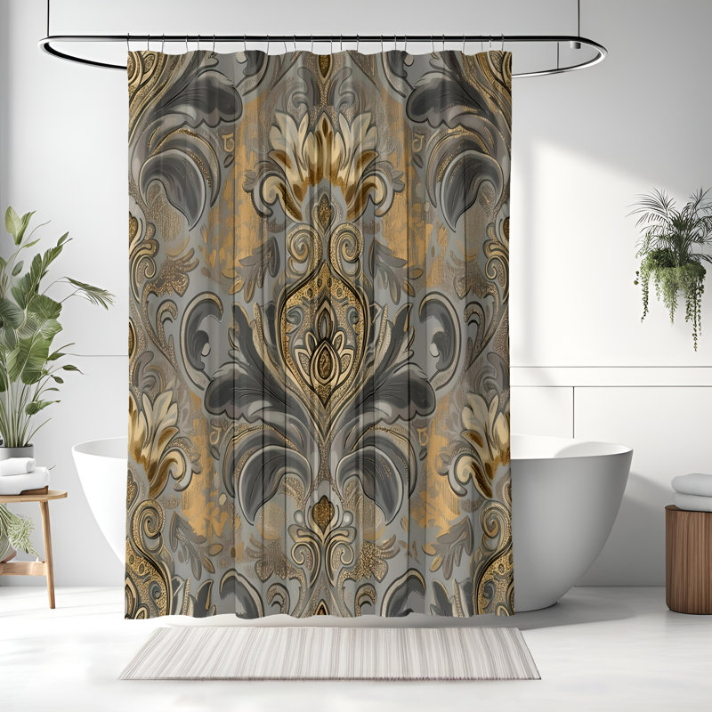 Tiyanni Damask Shower Curtain, 70"H x 93"W