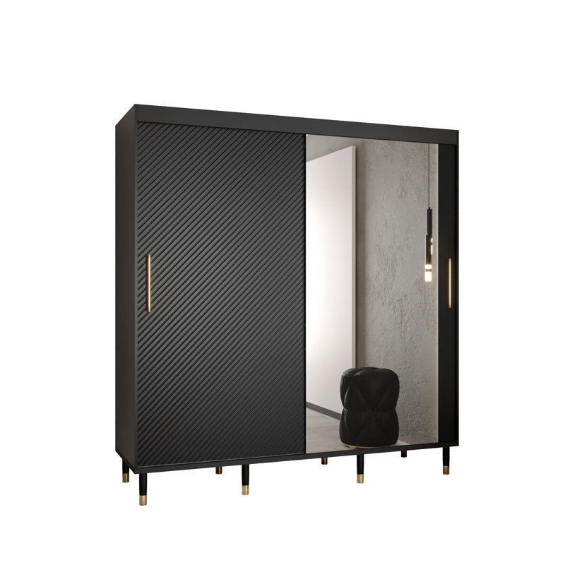 Larresha 2 Door Wardrobe, 208" H x 200" W x 62" D, Black