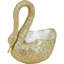 Polished Finished Cast Brass Swan Figurine with Troca Shell Inlay