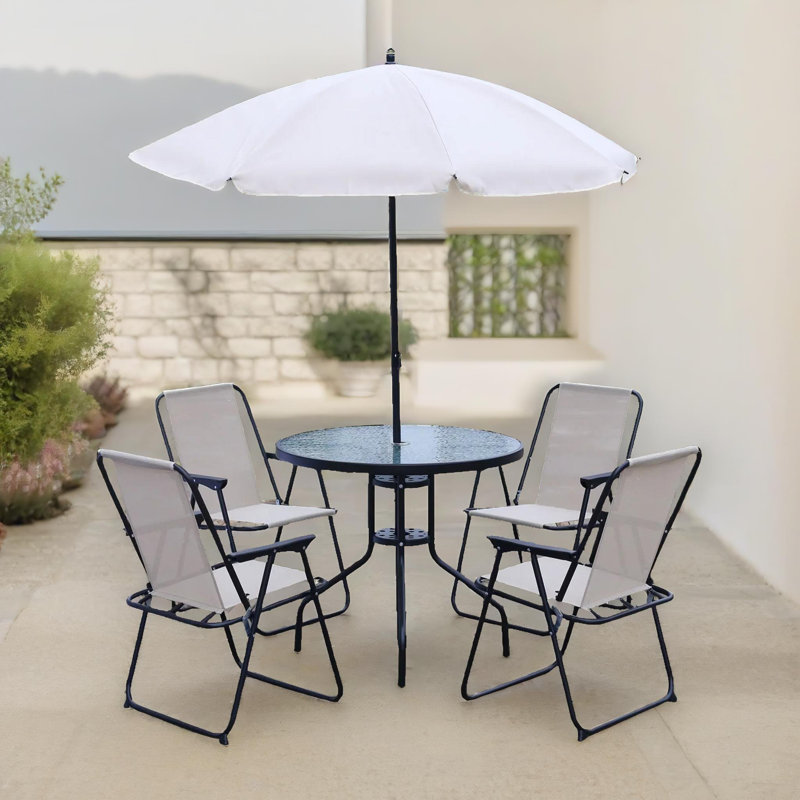 5 - Person 79cm Long Bistro Set With Parasol