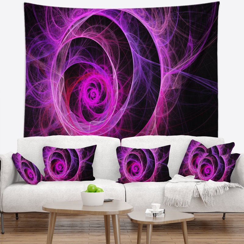 Tapisserie florale fleur exotique rose, H 78 po x l 92 po