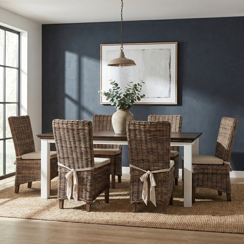 Table de salle à manger, 29.92" H x 78.74" W x 39.37" D, Brown / White