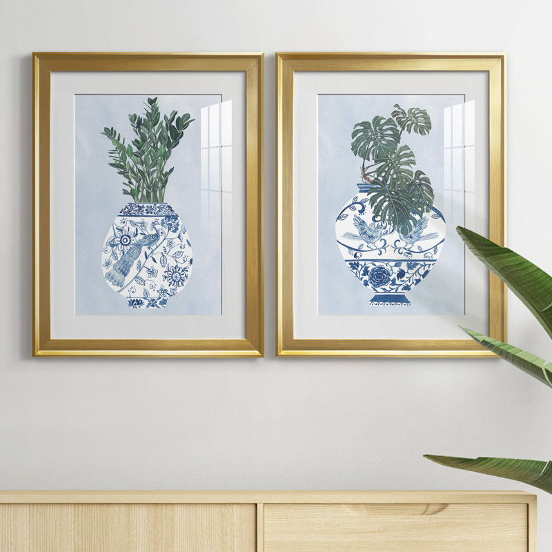 «Moonlight Vase I», reproduction encadrée de qualité supérieure - prête à être accrochée, Cadre doré
