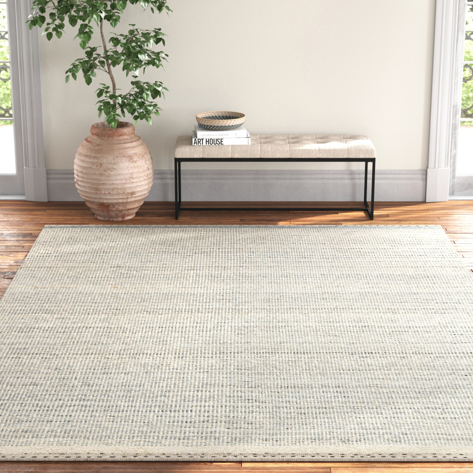 Larissa Mist Hand-Woven Striped Rug, Rectangle 9'3" x 13