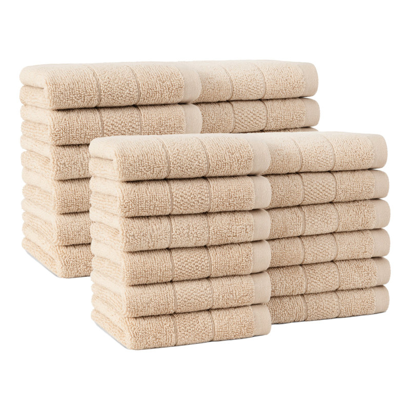 Family Essentials Washcloths (Pack of 24), 12x12, Cotton, Beige