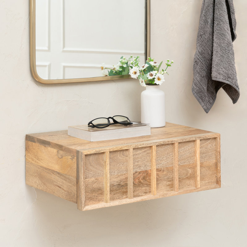 Tablette murale en bois massif Amira, Naturel