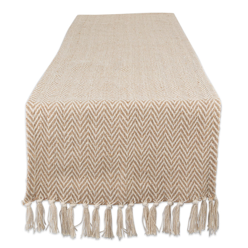 Lintz Chevron Handloom Table Runner, Stone