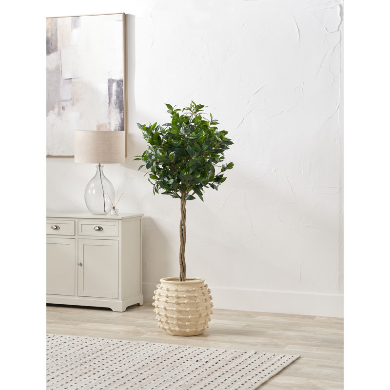 Bobble Fibrestone  Decorative Planter, Cream, 39cm H x 42cm W x 42cm D