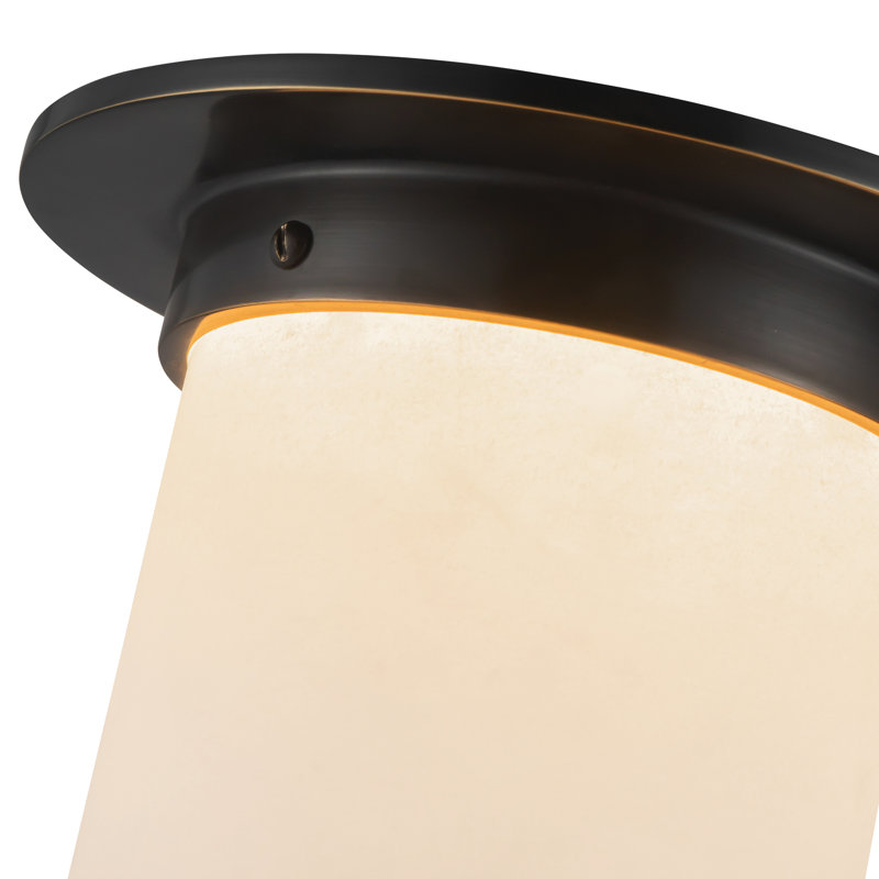 Mineral 8-in Brass Flush Mount, Oil Rubbed Bronze, Alabaster