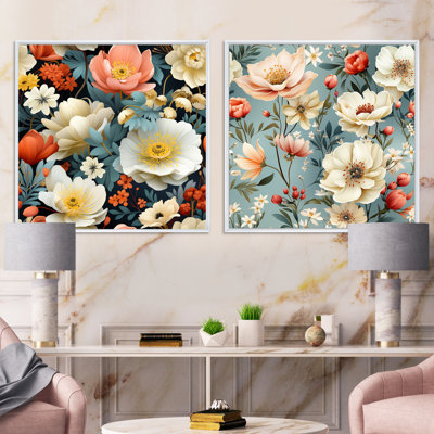 Randel - Ensemble de 2 collages carrés floraux