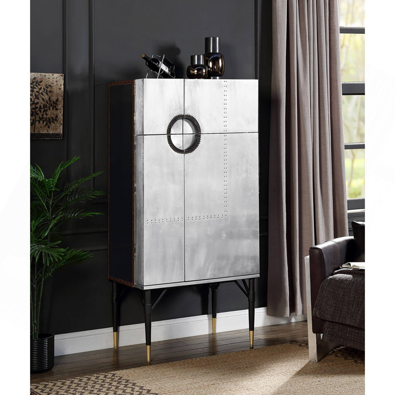 Yoela Leather & Aluminum Wine Cabinet