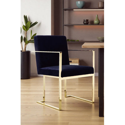     Chaises de salle à manger avec accoudoirs en velours Pangea Home Dexter