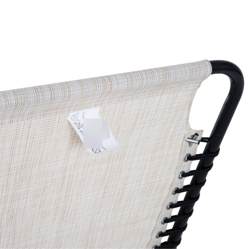 Méridienne d'extérieur pliable, 4 mailles inclinables et respirantes, structure en acier robuste pour la plage, le patio, le bord de la piscine pliable blanc crème, l'extérieur, le patio