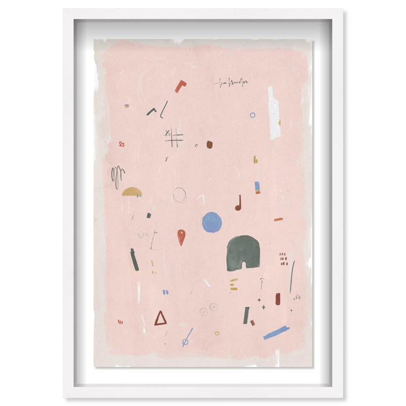 Oliver Gal Pieces of Me Blush Abstract - Luxury Shadowbox Framed Wall Art, 31.5" H x 21.5" W, White