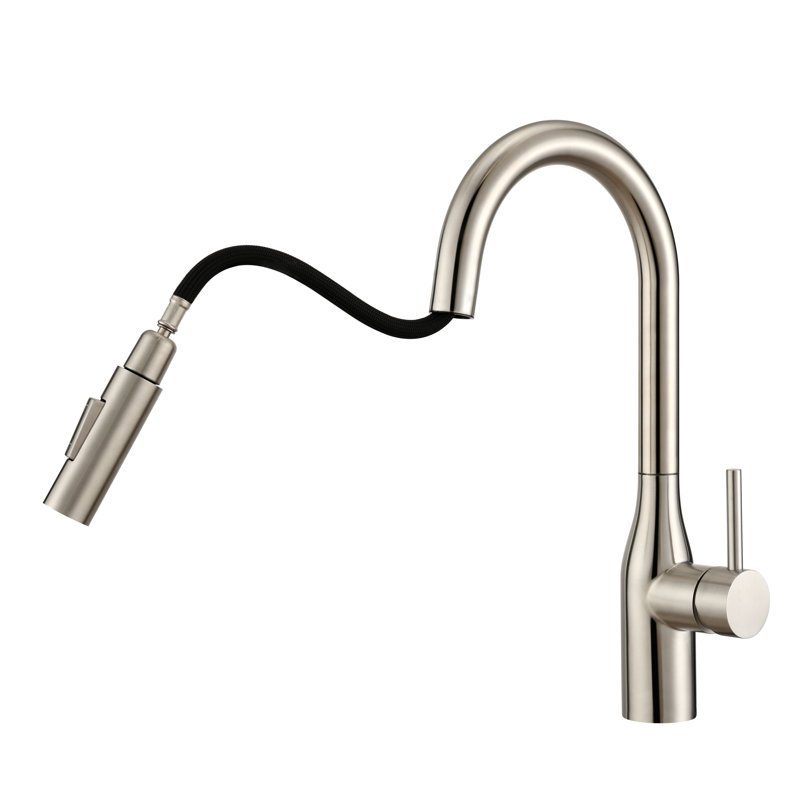 Robinet de cuisine à poignée simple Kiko, Nickel brossé