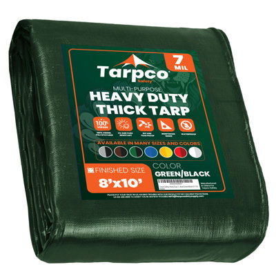 Heavy Duty 40' X 80', Green, Waterproof Tarpaulin Cover 7 Mil Thick with Reinforced Edges and Metal Grommets for Camping, Roofing, Pool and Boat Protection