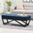 Navy Blue - Exude Sophistication And Style. Seat, Button- Detail. Versatile For Living Room Or Bedroom. 17.93D X 16.31H 47W Enhance Home With Elegance. Upholstery Stylish Lines. Use As Footrest Side