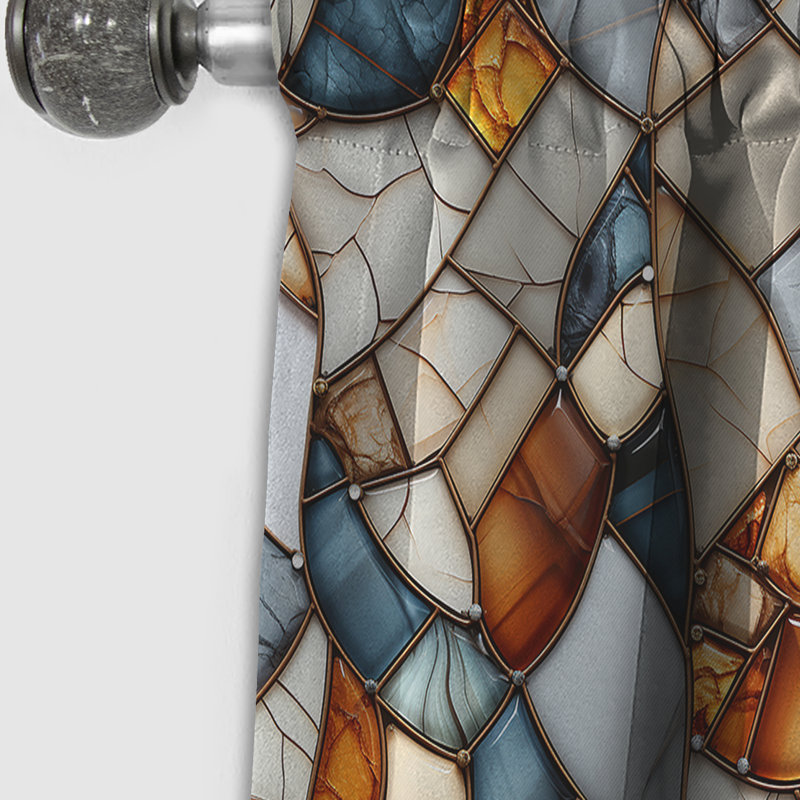 Earth Tones Marble Mosaic Elegance - Rideau occultant en marbre marbré abstrait - 1 panneau, L 52 po x L 108 po