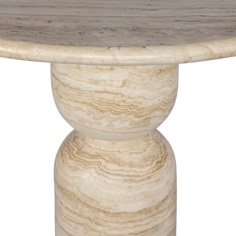 Figueroa Round Dining Table, 30" H x 42" W x 42" D, Light Beige Tavertine