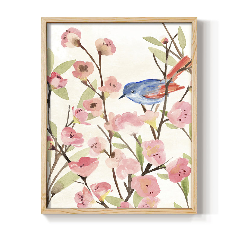 «Cherry Blossom Perch II», reproduction encadrée - bois massif, H 30 po x l 24 po
