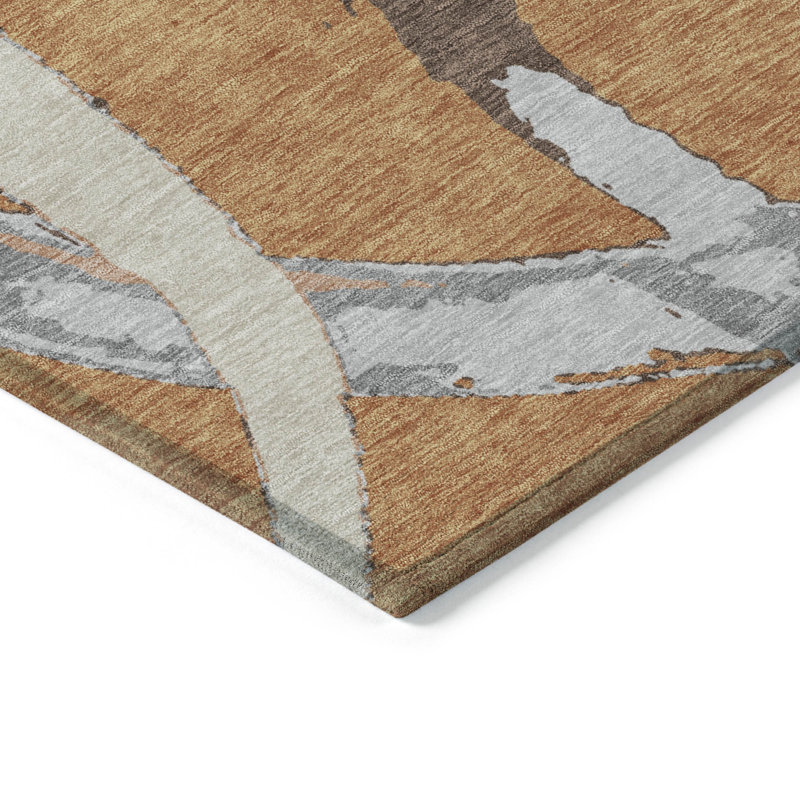 Copper 5' x 7' Machine Washable Synthetic Area Rug